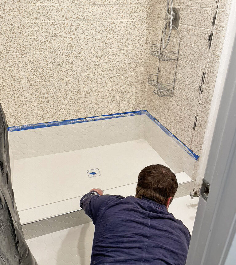 Bathroom remodeling, shower base replace, tile installation AFTER3