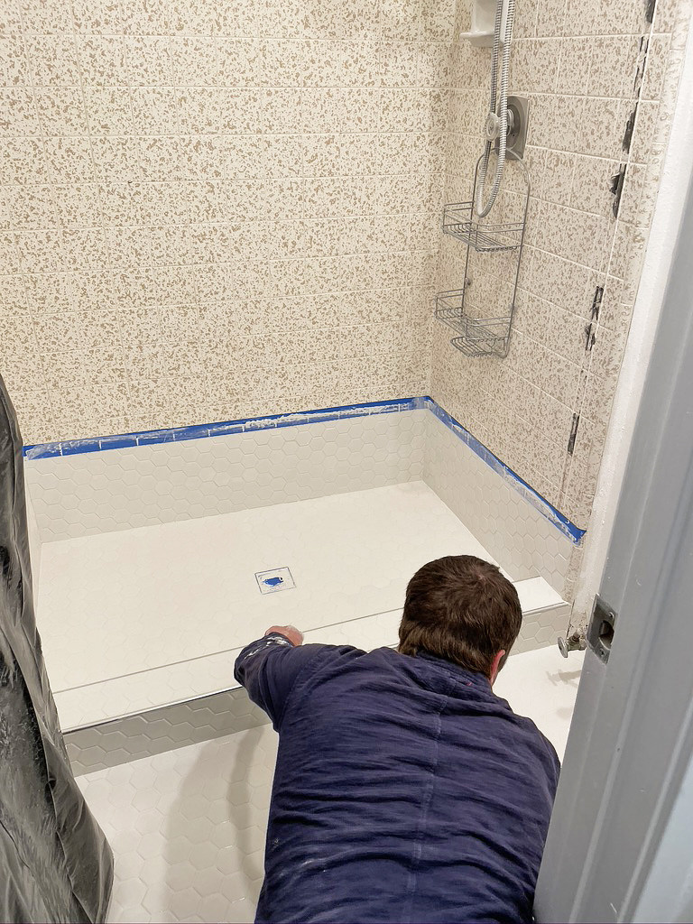 Bathroom remodeling, shower base replace, tile installation AFTER3